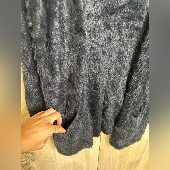 Free People Furry Black Duster Cardigan Soft Comfy Casual Winter‎ XS - Picture 5 of 7